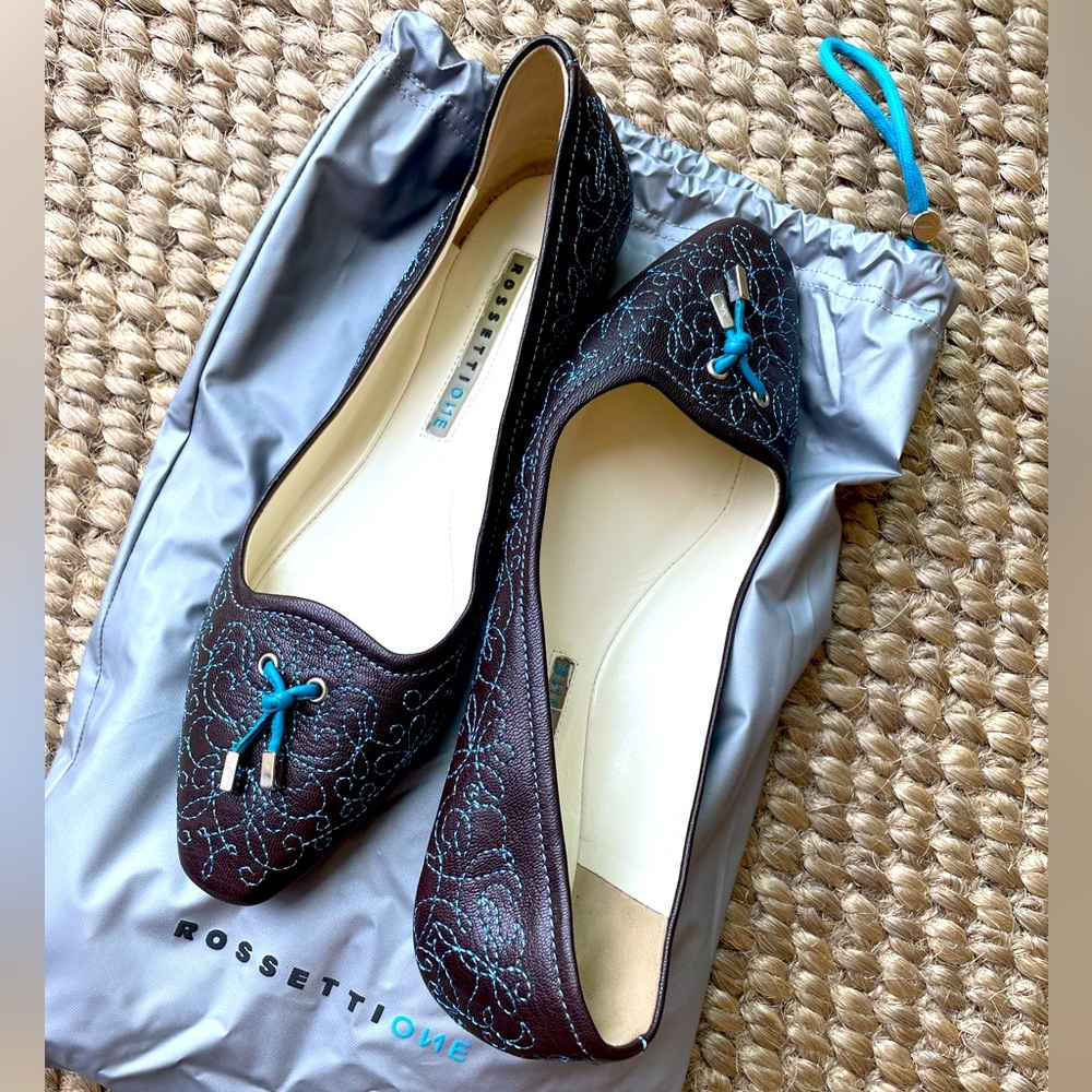 Fratelli Rossetti One Italian Embroidered Leather Flats